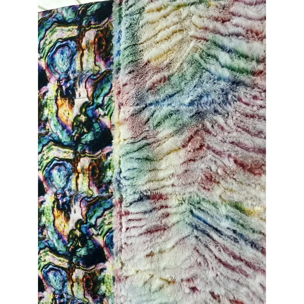 Handmade Luxe Cuddle Prism Minky Blanket Rainbow Geode Oversized Throw 53x81